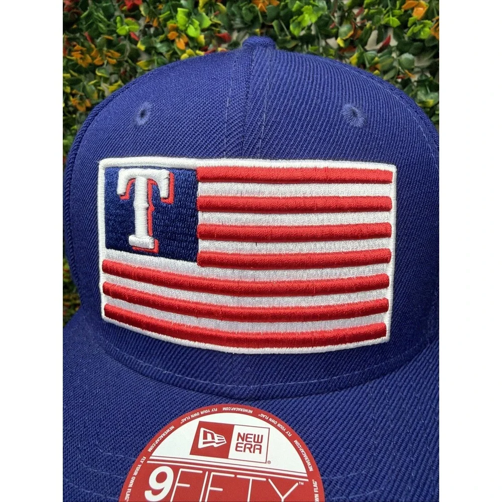 Texas Rangers MLB Custom USA Flag Logo New Era‎ Royal Blue 9Fifty SnapBack Hat